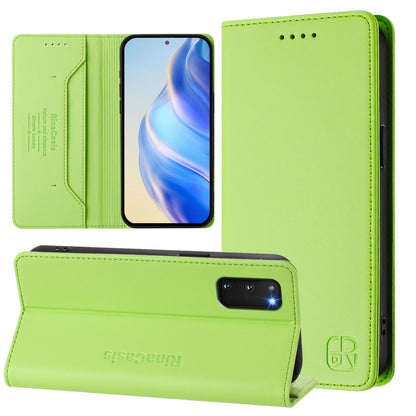 Samsung Galaxy S20 FE Dual-Folded Magnetic Suction RFID Blocking PU Leather Wallet Phone Case with Card Slots, Cash Pocket, Kickstand, Full Protective Flip Cover
