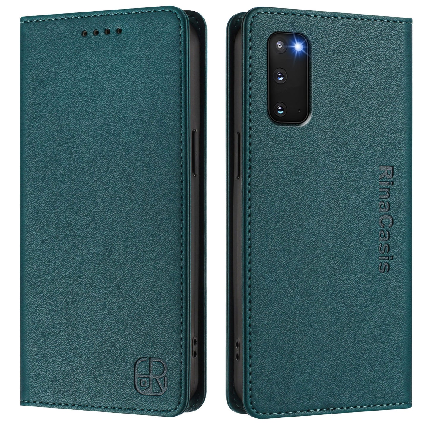 Samsung Galaxy S20 FE Dual-Folded Magnetic Suction RFID Blocking PU Leather Wallet Phone Case with Card Slots, Cash Pocket, Kickstand, Full Protective Flip Cover