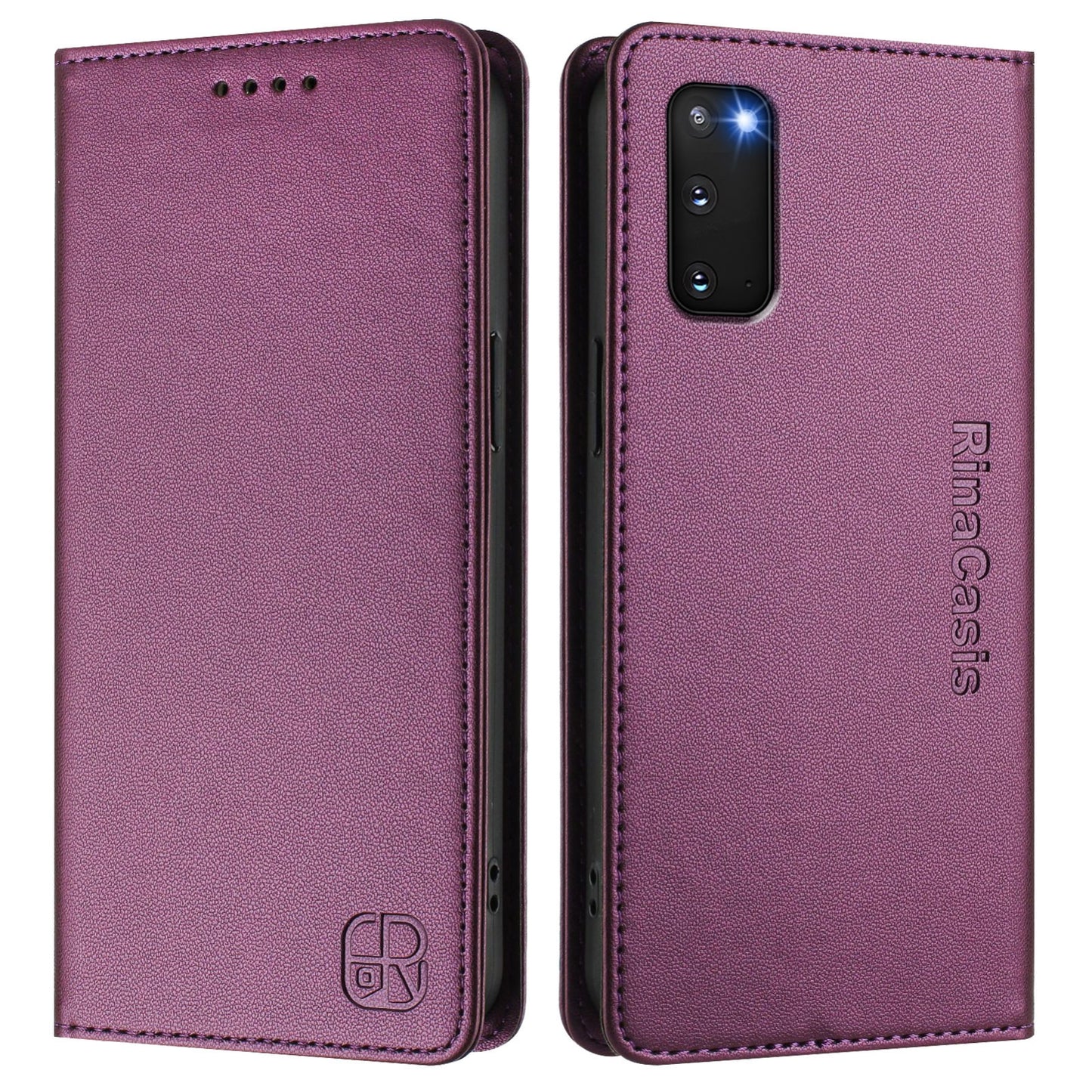 Samsung Galaxy S20 FE Dual-Folded Magnetic Suction RFID Blocking PU Leather Wallet Phone Case with Card Slots, Cash Pocket, Kickstand, Full Protective Flip Cover