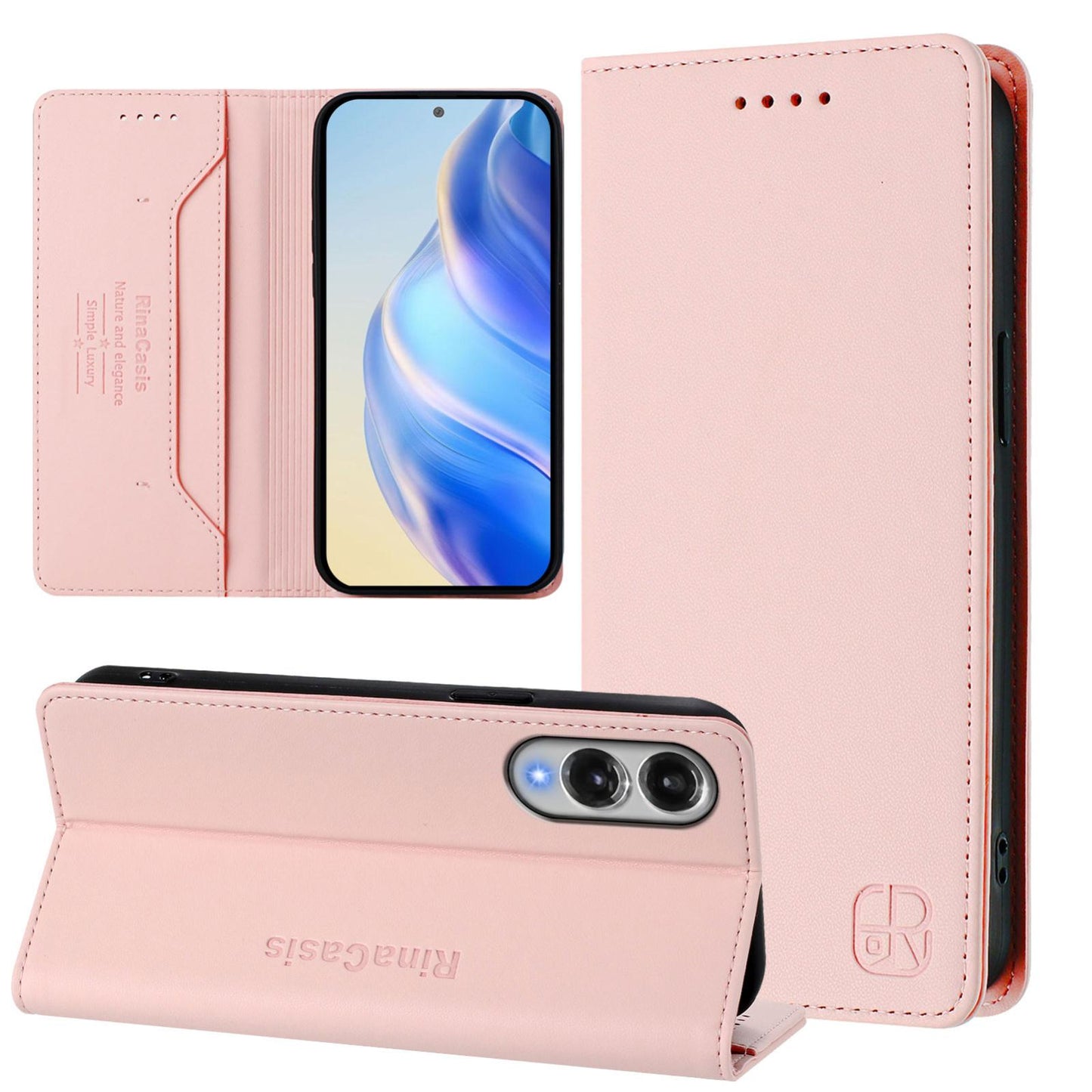 Samsung Galaxy S25 Edge 5G Dual-Folded Magnetic Suction RFID Blocking PU Leather Wallet Phone Case with Card Slots, Cash Pocket, Kickstand, Full Protective Flip Cover
