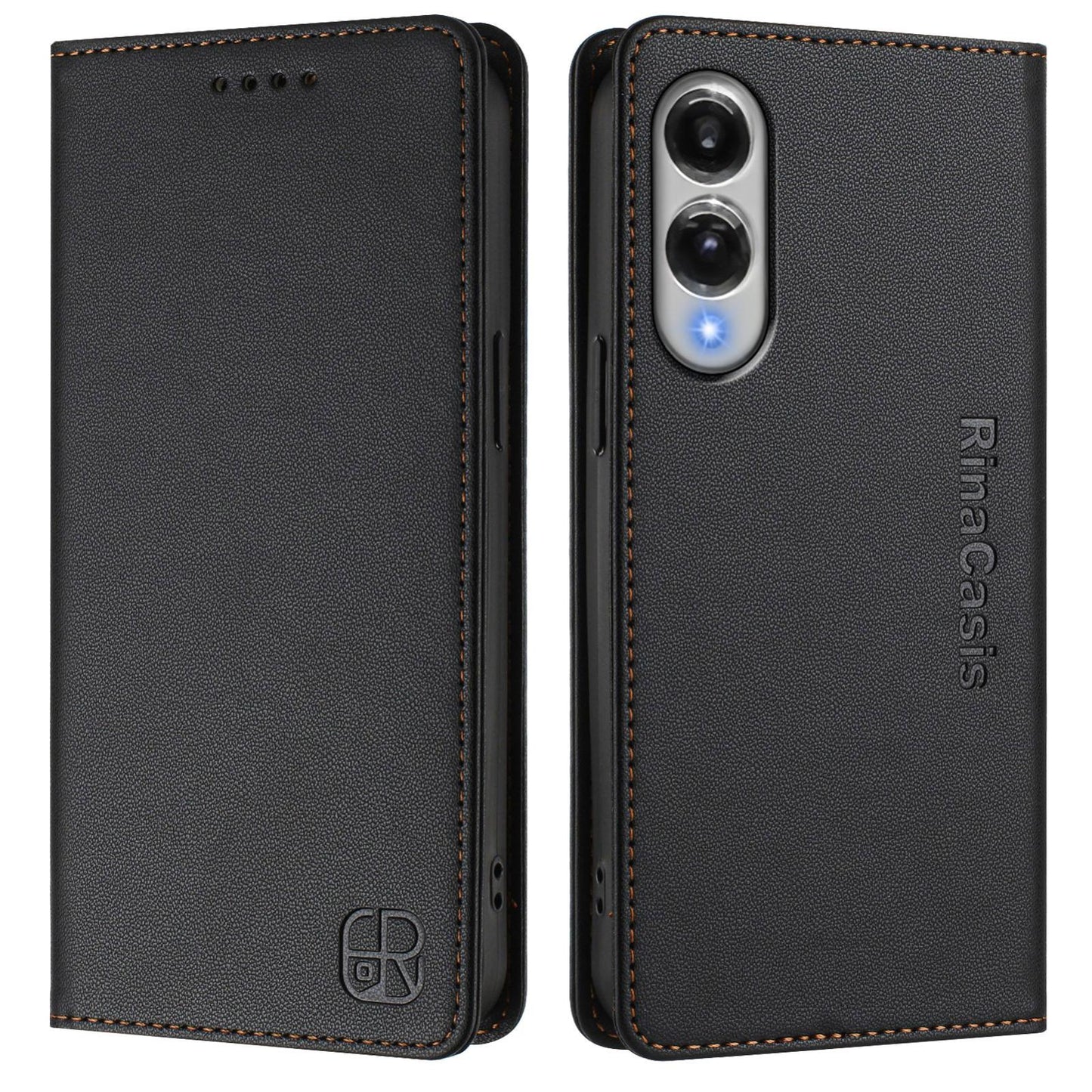 Samsung Galaxy S25 Edge 5G Dual-Folded Magnetic Suction RFID Blocking PU Leather Wallet Phone Case with Card Slots, Cash Pocket, Kickstand, Full Protective Flip Cover