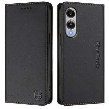 Samsung Galaxy S25 Edge 5G Dual-Folded Magnetic Suction RFID Blocking PU Leather Wallet Phone Case with Card Slots, Cash Pocket, Kickstand, Full Protective Flip Cover