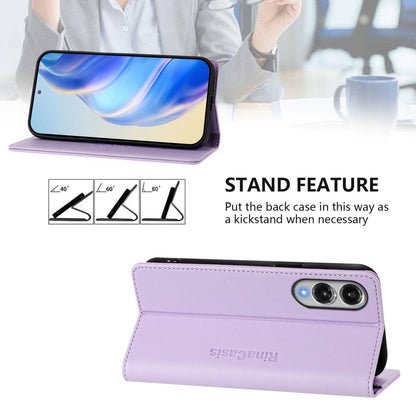 Samsung Galaxy S25 Edge 5G Dual-Folded Magnetic Suction RFID Blocking PU Leather Wallet Phone Case with Card Slots, Cash Pocket, Kickstand, Full Protective Flip Cover