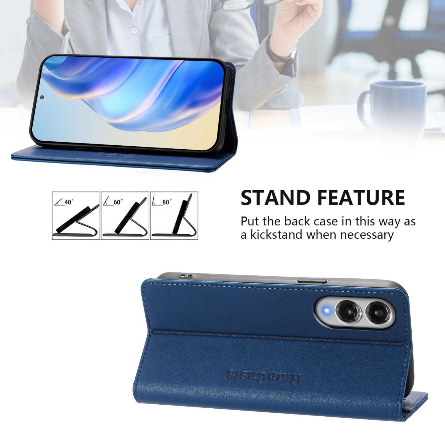 Samsung Galaxy S25 Edge 5G Dual-Folded Magnetic Suction RFID Blocking PU Leather Wallet Phone Case with Card Slots, Cash Pocket, Kickstand, Full Protective Flip Cover