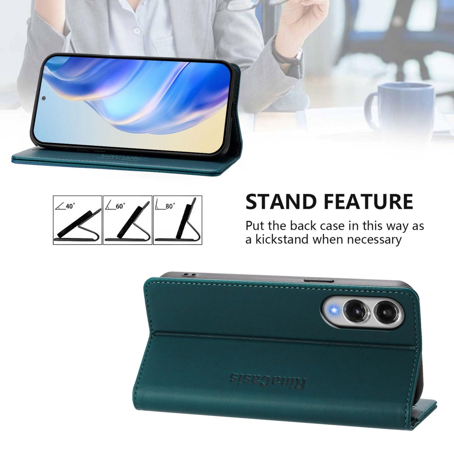 Samsung Galaxy S25 Edge 5G Dual-Folded Magnetic Suction RFID Blocking PU Leather Wallet Phone Case with Card Slots, Cash Pocket, Kickstand, Full Protective Flip Cover