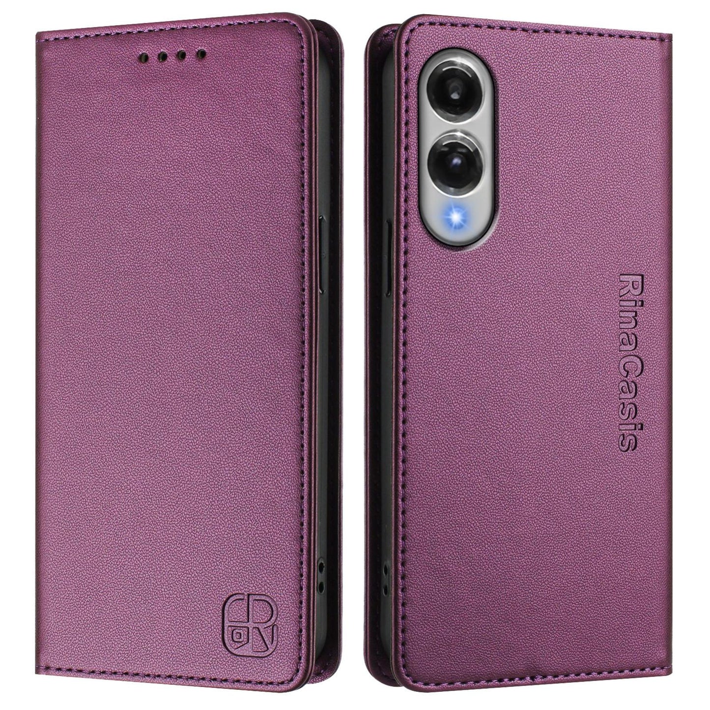 Samsung Galaxy S25 Edge 5G Dual-Folded Magnetic Suction RFID Blocking PU Leather Wallet Phone Case with Card Slots, Cash Pocket, Kickstand, Full Protective Flip Cover