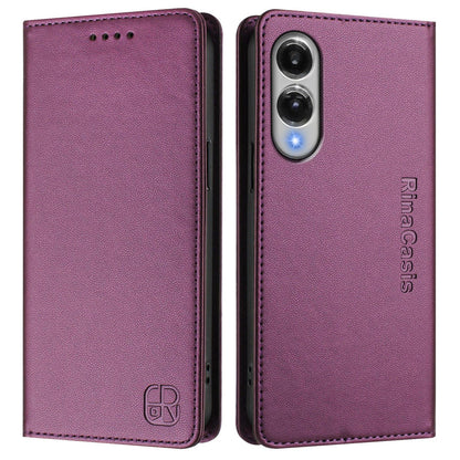 Samsung Galaxy S25 Edge 5G Dual-Folded Magnetic Suction RFID Blocking PU Leather Wallet Phone Case with Card Slots, Cash Pocket, Kickstand, Full Protective Flip Cover