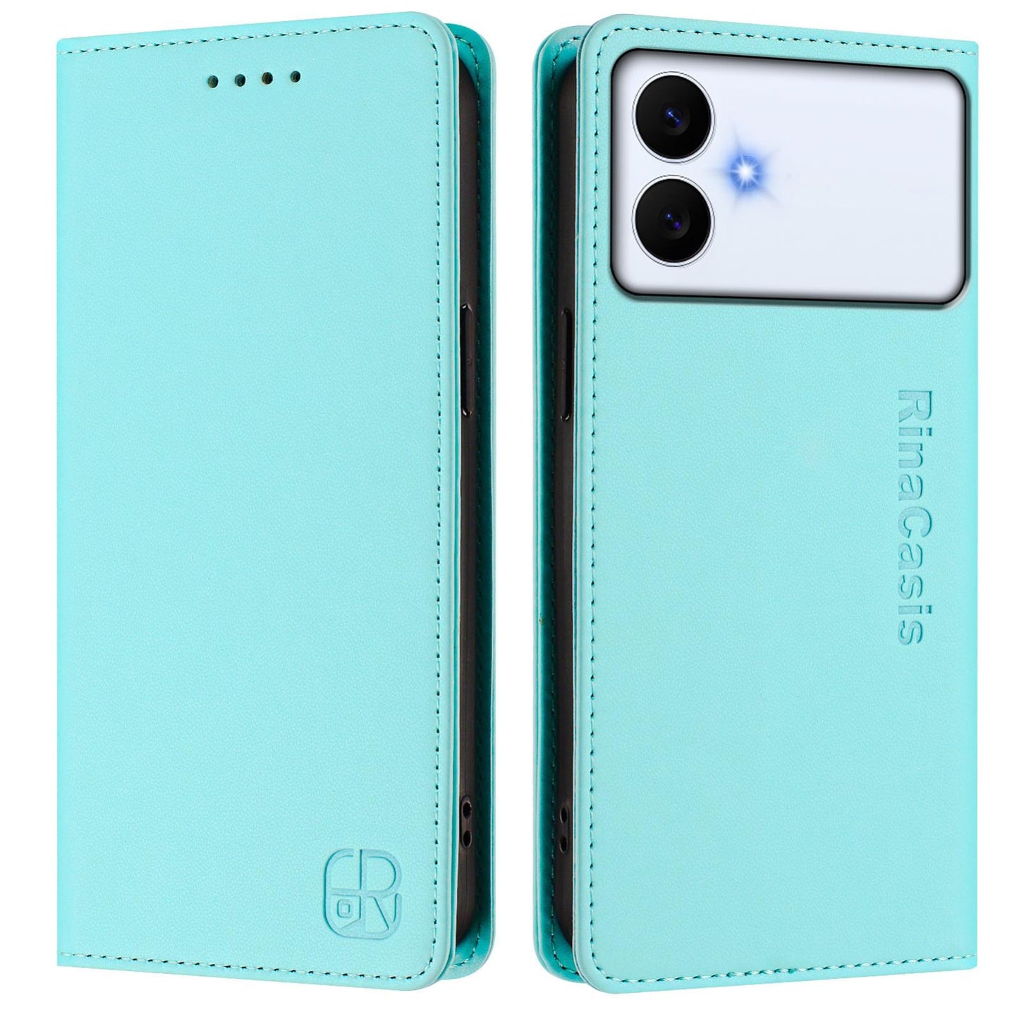 Samsung Galaxy S26 Edge 5G Dual-Folded Magnetic Suction RFID Blocking PU Leather Wallet Phone Case with Card Slots, Cash Pocket, Kickstand, Full Protective Flip Cover