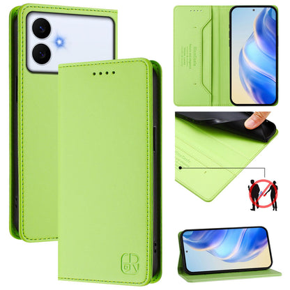 Samsung Galaxy S26 Edge 5G Dual-Folded Magnetic Suction RFID Blocking PU Leather Wallet Phone Case with Card Slots, Cash Pocket, Kickstand, Full Protective Flip Cover