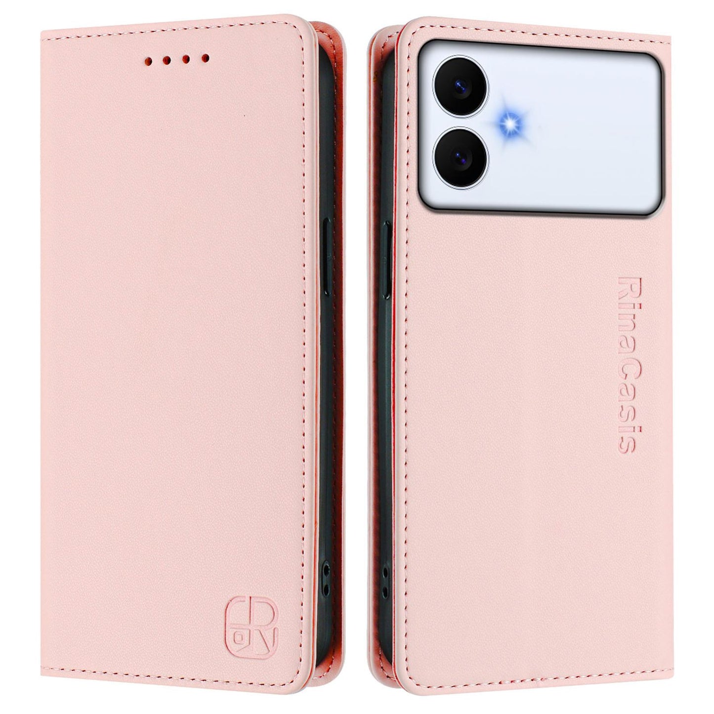 Samsung Galaxy S26 Edge 5G Dual-Folded Magnetic Suction RFID Blocking PU Leather Wallet Phone Case with Card Slots, Cash Pocket, Kickstand, Full Protective Flip Cover