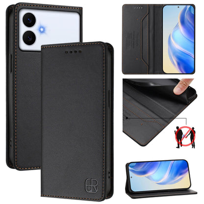 Samsung Galaxy S26 Edge 5G Dual-Folded Magnetic Suction RFID Blocking PU Leather Wallet Phone Case with Card Slots, Cash Pocket, Kickstand, Full Protective Flip Cover