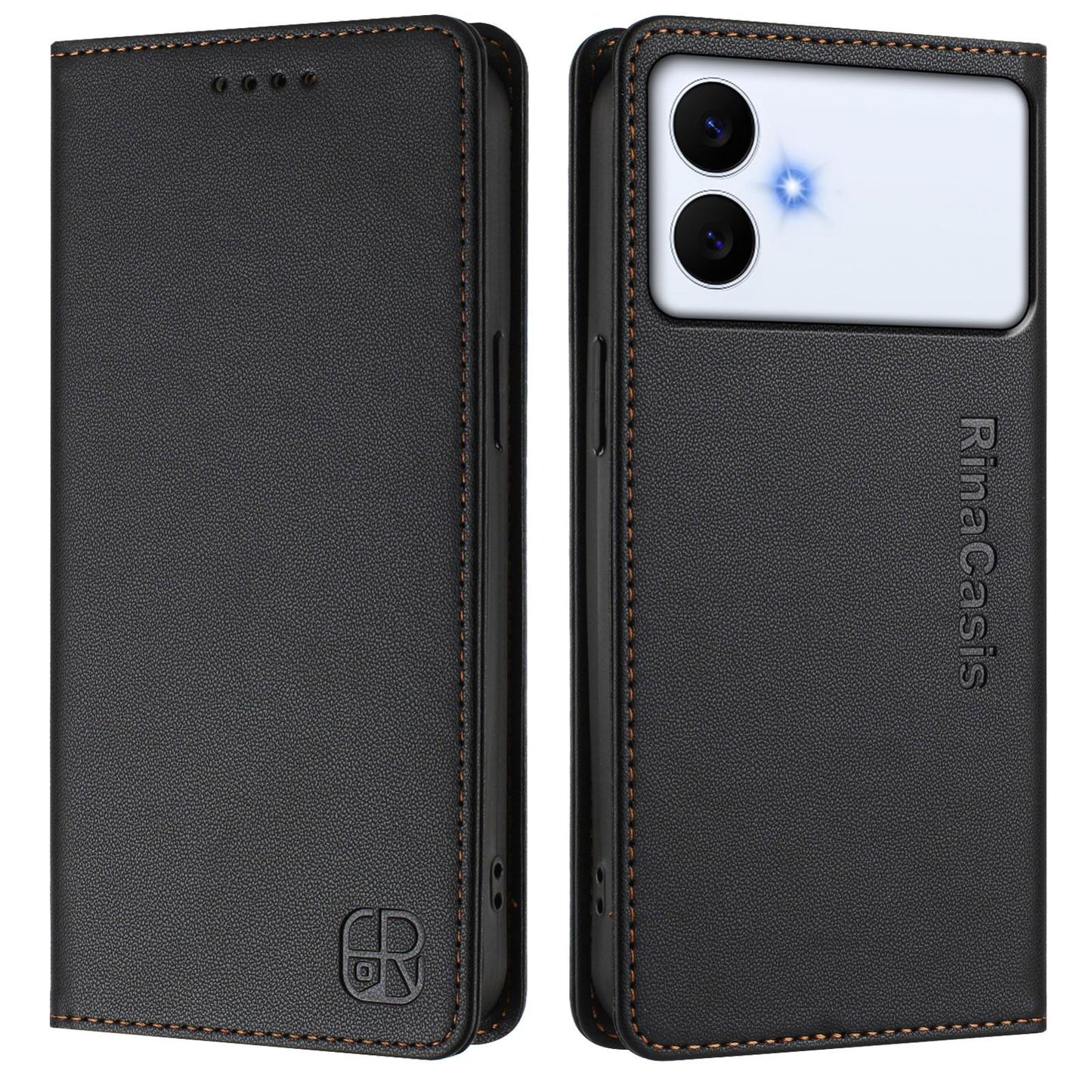 Samsung Galaxy S26 Edge 5G Dual-Folded Magnetic Suction RFID Blocking PU Leather Wallet Phone Case with Card Slots, Cash Pocket, Kickstand, Full Protective Flip Cover