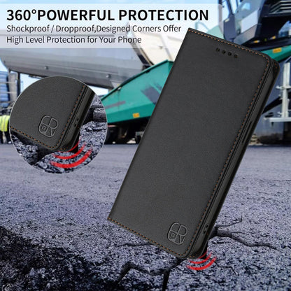 Samsung Galaxy S26 Edge 5G Dual-Folded Magnetic Suction RFID Blocking PU Leather Wallet Phone Case with Card Slots, Cash Pocket, Kickstand, Full Protective Flip Cover