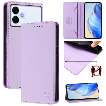 Samsung Galaxy S26 Edge 5G Dual-Folded Magnetic Suction RFID Blocking PU Leather Wallet Phone Case with Card Slots, Cash Pocket, Kickstand, Full Protective Flip Cover