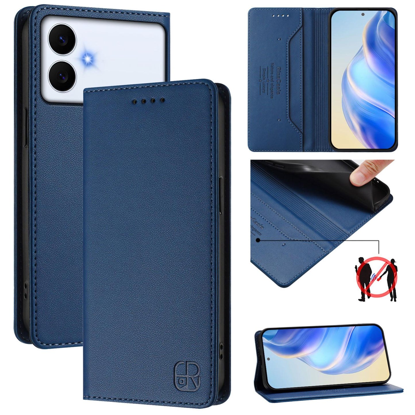 Samsung Galaxy S26 Edge 5G Dual-Folded Magnetic Suction RFID Blocking PU Leather Wallet Phone Case with Card Slots, Cash Pocket, Kickstand, Full Protective Flip Cover