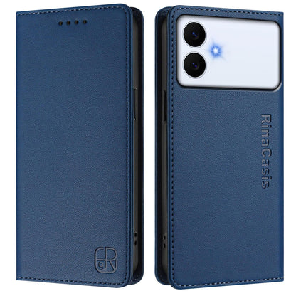 Samsung Galaxy S26 Edge 5G Dual-Folded Magnetic Suction RFID Blocking PU Leather Wallet Phone Case with Card Slots, Cash Pocket, Kickstand, Full Protective Flip Cover