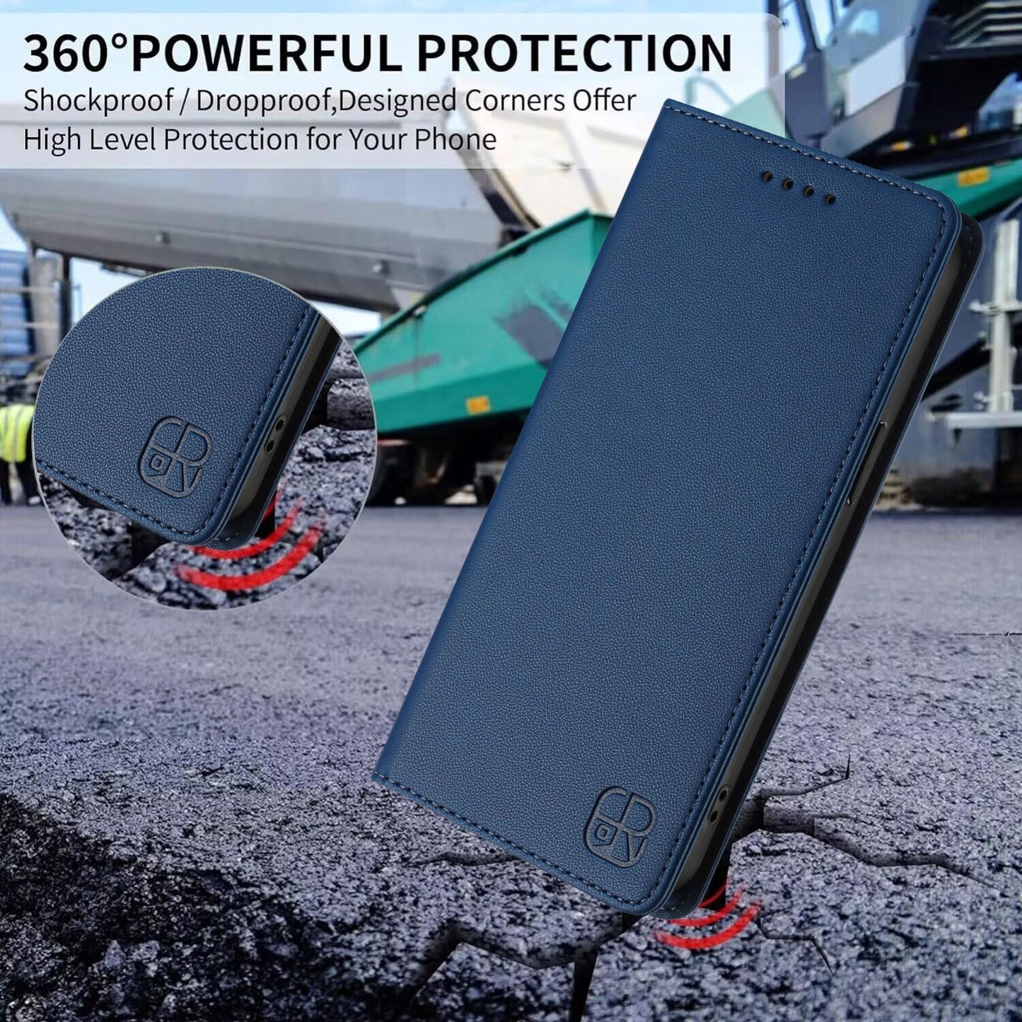Samsung Galaxy S26 Edge 5G Dual-Folded Magnetic Suction RFID Blocking PU Leather Wallet Phone Case with Card Slots, Cash Pocket, Kickstand, Full Protective Flip Cover