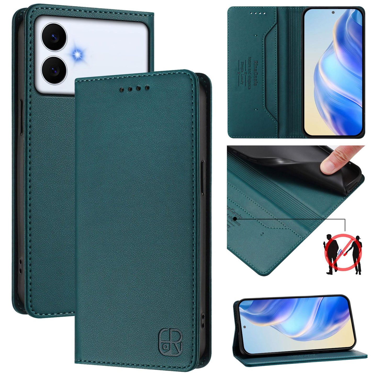 Samsung Galaxy S26 Edge 5G Dual-Folded Magnetic Suction RFID Blocking PU Leather Wallet Phone Case with Card Slots, Cash Pocket, Kickstand, Full Protective Flip Cover