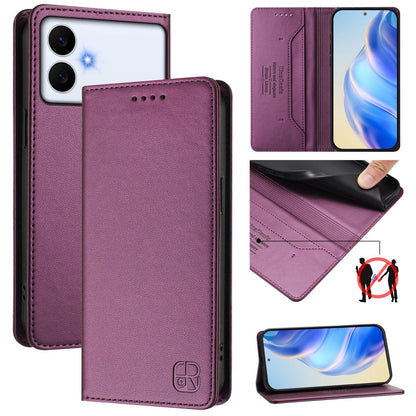 Samsung Galaxy S26 Edge 5G Dual-Folded Magnetic Suction RFID Blocking PU Leather Wallet Phone Case with Card Slots, Cash Pocket, Kickstand, Full Protective Flip Cover