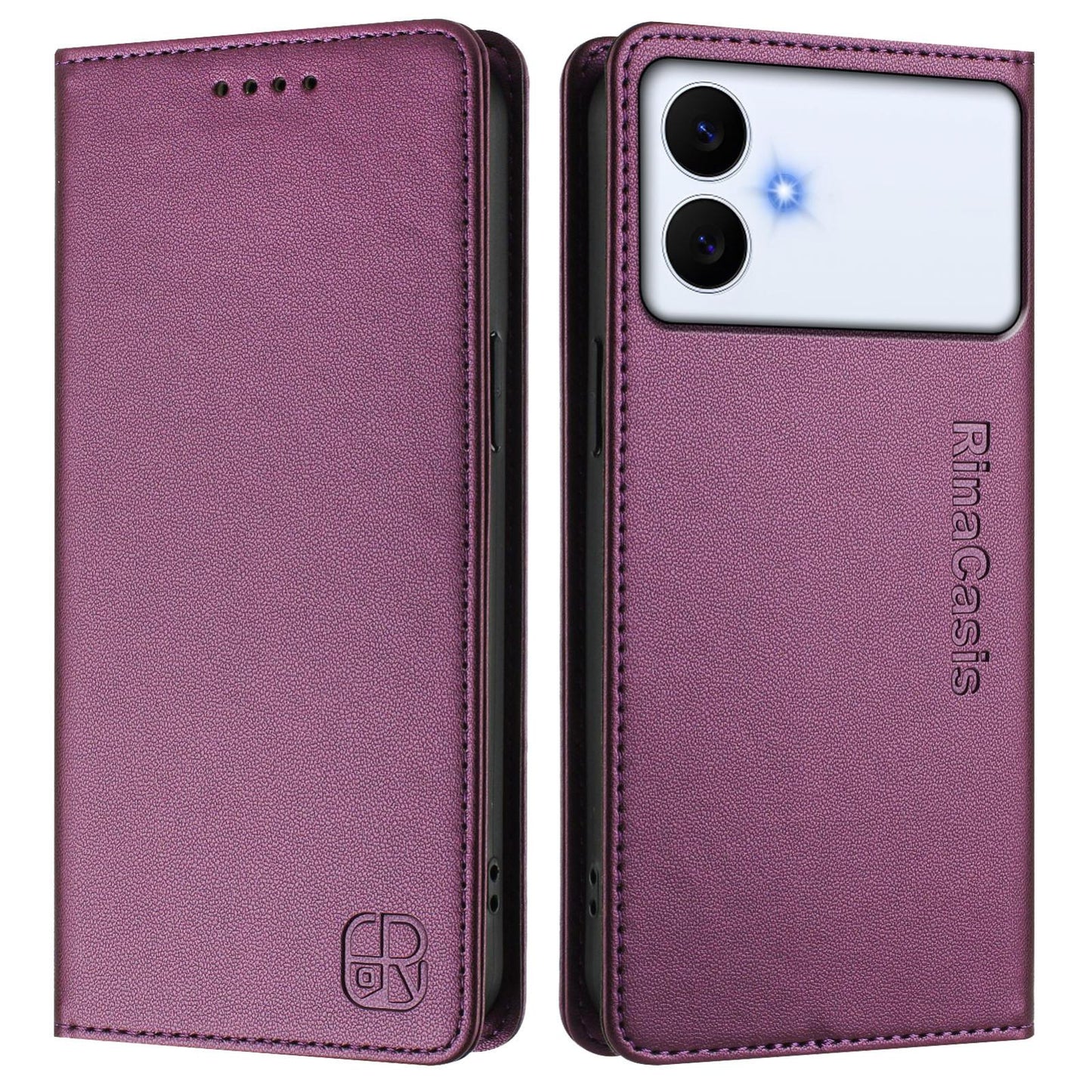 Samsung Galaxy S26 Edge 5G Dual-Folded Magnetic Suction RFID Blocking PU Leather Wallet Phone Case with Card Slots, Cash Pocket, Kickstand, Full Protective Flip Cover