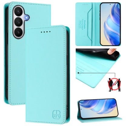 Samsung Galaxy S26 5G Dual-Folded Magnetic Suction RFID Blocking PU Leather Wallet Phone Case with Card Slots, Cash Pocket, Kickstand, Full Protective Flip Cover