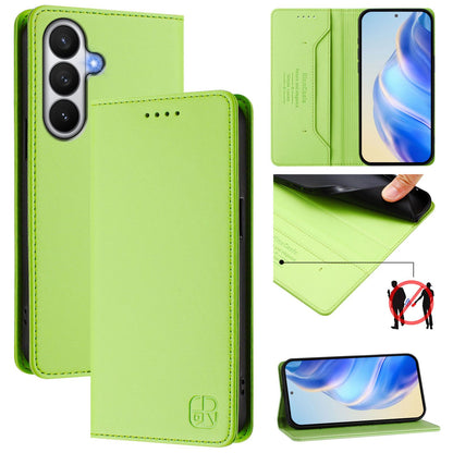 Samsung Galaxy S26 5G Dual-Folded Magnetic Suction RFID Blocking PU Leather Wallet Phone Case with Card Slots, Cash Pocket, Kickstand, Full Protective Flip Cover