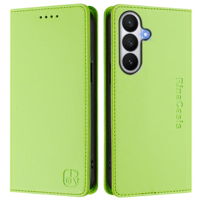 Samsung Galaxy S26 5G Dual-Folded Magnetic Suction RFID Blocking PU Leather Wallet Phone Case with Card Slots, Cash Pocket, Kickstand, Full Protective Flip Cover