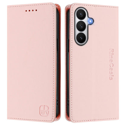 Samsung Galaxy S26 5G Dual-Folded Magnetic Suction RFID Blocking PU Leather Wallet Phone Case with Card Slots, Cash Pocket, Kickstand, Full Protective Flip Cover