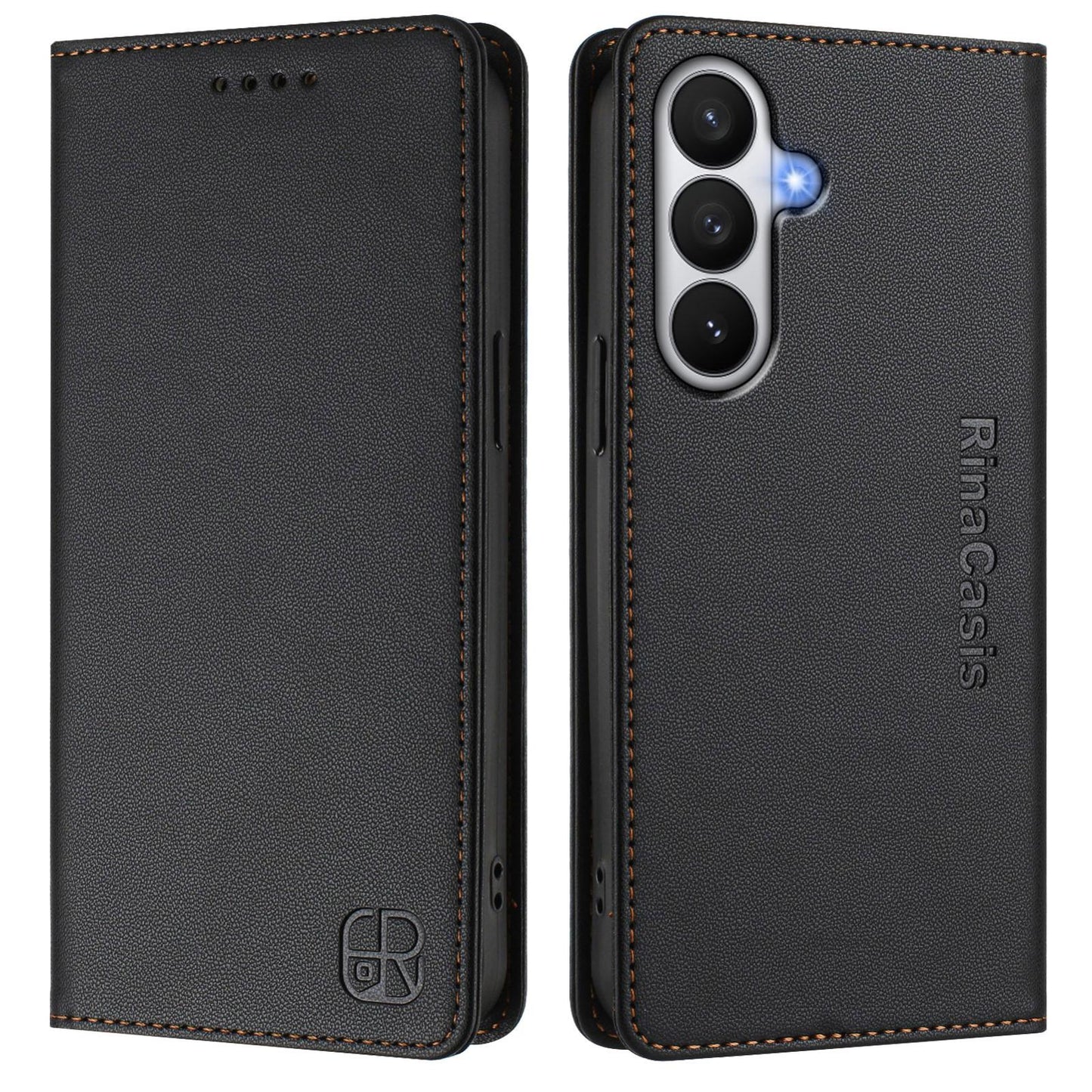 Samsung Galaxy S26 5G Dual-Folded Magnetic Suction RFID Blocking PU Leather Wallet Phone Case with Card Slots, Cash Pocket, Kickstand, Full Protective Flip Cover