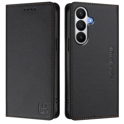 Samsung Galaxy S26 5G Dual-Folded Magnetic Suction RFID Blocking PU Leather Wallet Phone Case with Card Slots, Cash Pocket, Kickstand, Full Protective Flip Cover