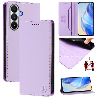 Samsung Galaxy S26 5G Dual-Folded Magnetic Suction RFID Blocking PU Leather Wallet Phone Case with Card Slots, Cash Pocket, Kickstand, Full Protective Flip Cover