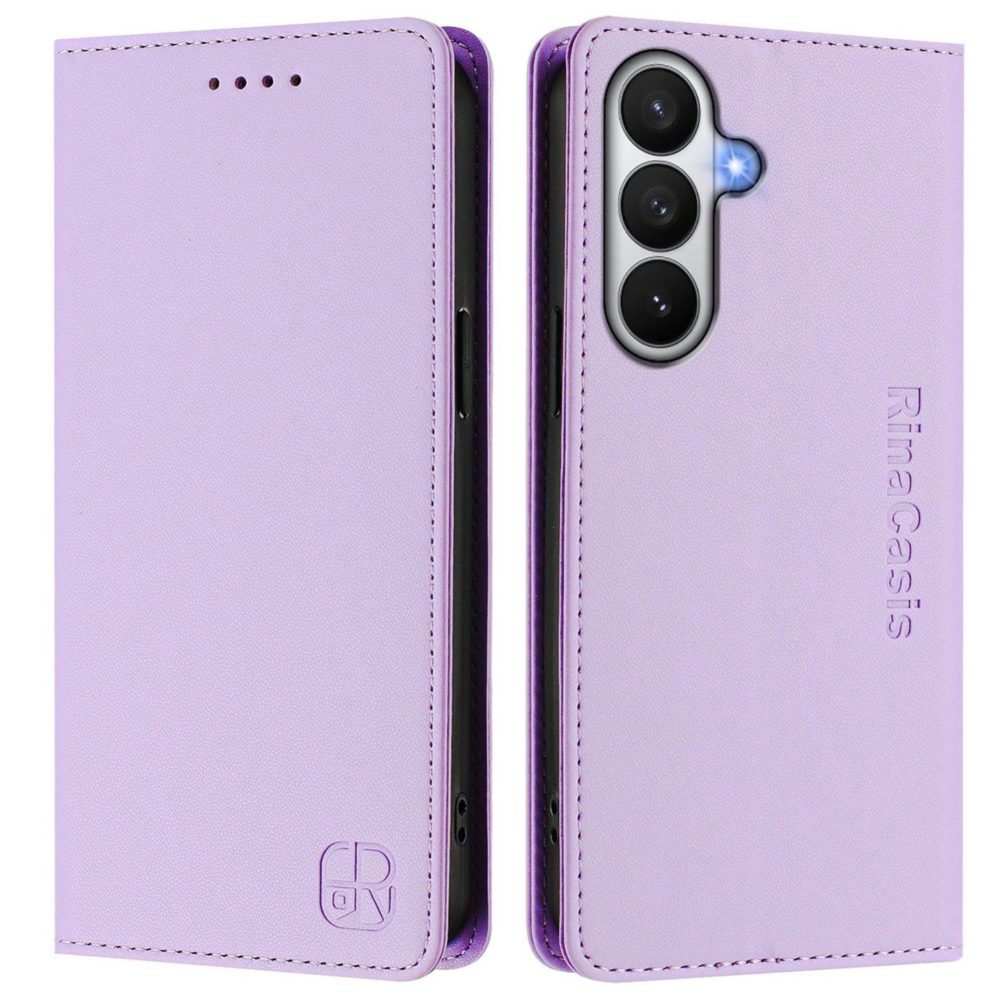 Samsung Galaxy S26 5G Dual-Folded Magnetic Suction RFID Blocking PU Leather Wallet Phone Case with Card Slots, Cash Pocket, Kickstand, Full Protective Flip Cover