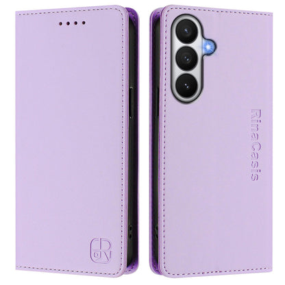 Samsung Galaxy S26 5G Dual-Folded Magnetic Suction RFID Blocking PU Leather Wallet Phone Case with Card Slots, Cash Pocket, Kickstand, Full Protective Flip Cover