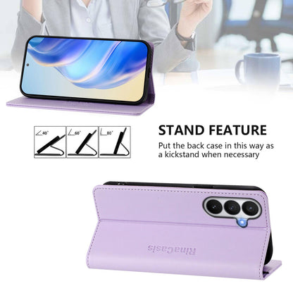 Samsung Galaxy S26 5G Dual-Folded Magnetic Suction RFID Blocking PU Leather Wallet Phone Case with Card Slots, Cash Pocket, Kickstand, Full Protective Flip Cover