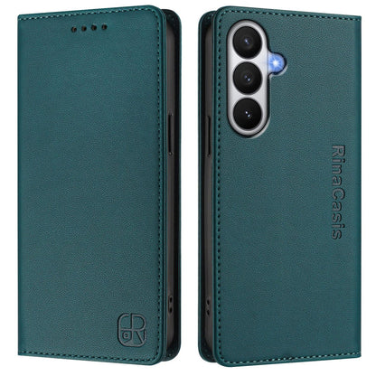 Samsung Galaxy S26 5G Dual-Folded Magnetic Suction RFID Blocking PU Leather Wallet Phone Case with Card Slots, Cash Pocket, Kickstand, Full Protective Flip Cover
