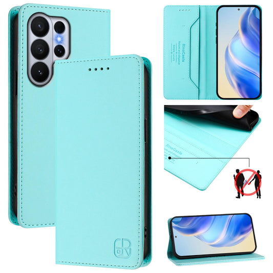 Samsung Galaxy S26 Ultra 5G Dual-Folded Magnetic Suction RFID Blocking PU Leather Wallet Phone Case with Card Slots, Cash Pocket, Kickstand, Full Protective Flip Cover