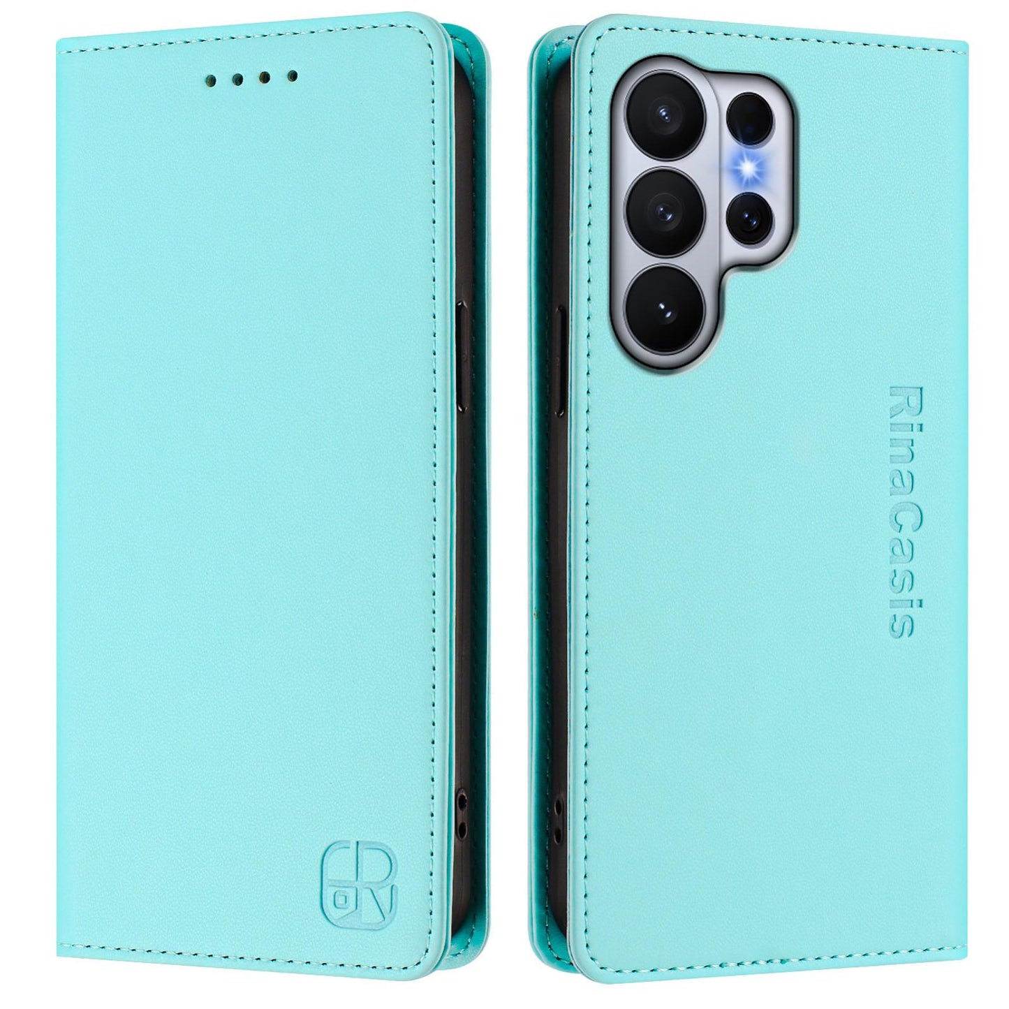 Samsung Galaxy S26 Ultra 5G Dual-Folded Magnetic Suction RFID Blocking PU Leather Wallet Phone Case with Card Slots, Cash Pocket, Kickstand, Full Protective Flip Cover