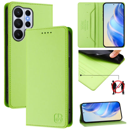Samsung Galaxy S26 Ultra 5G Dual-Folded Magnetic Suction RFID Blocking PU Leather Wallet Phone Case with Card Slots, Cash Pocket, Kickstand, Full Protective Flip Cover