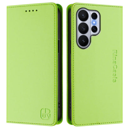 Samsung Galaxy S26 Ultra 5G Dual-Folded Magnetic Suction RFID Blocking PU Leather Wallet Phone Case with Card Slots, Cash Pocket, Kickstand, Full Protective Flip Cover