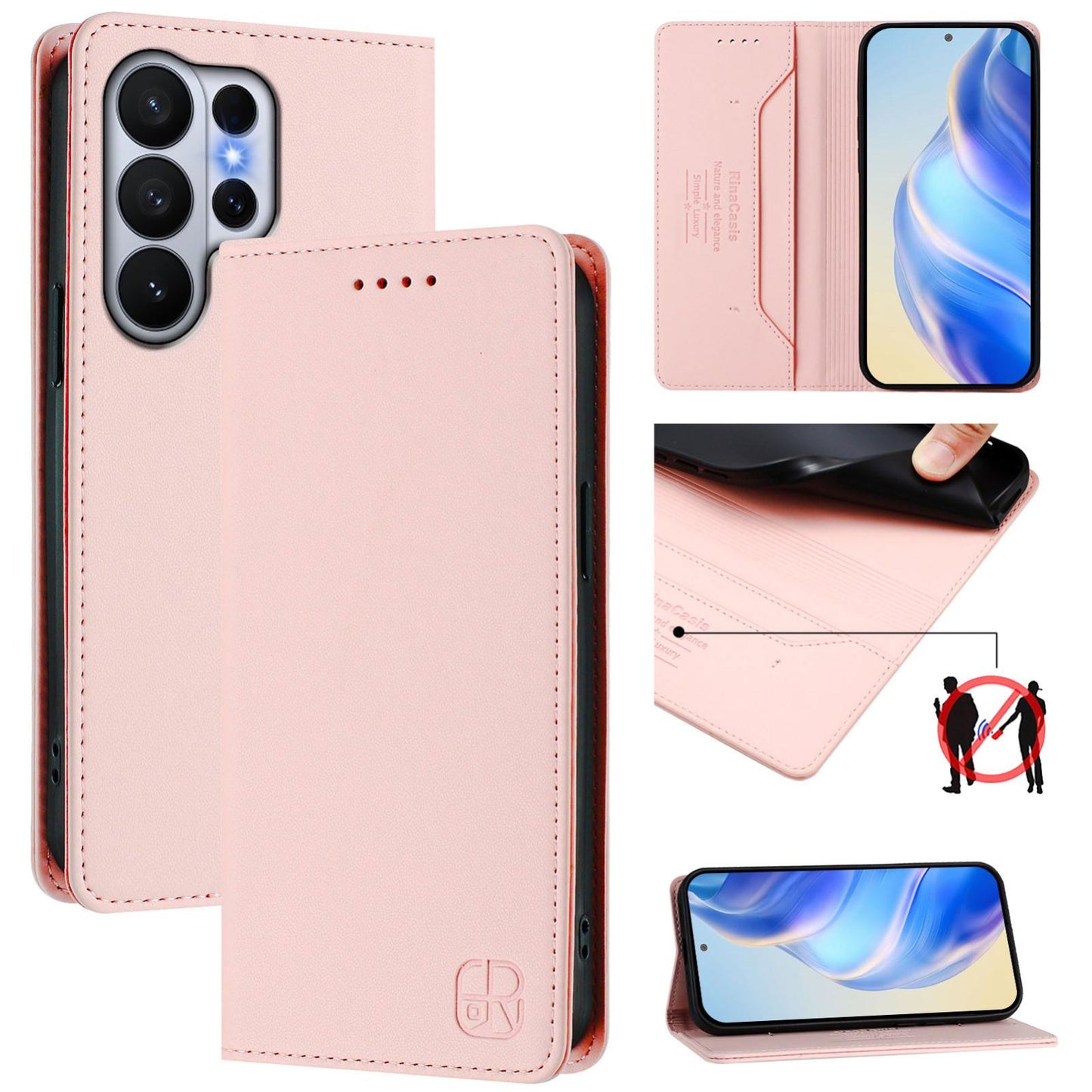 Samsung Galaxy S26 Ultra 5G Dual-Folded Magnetic Suction RFID Blocking PU Leather Wallet Phone Case with Card Slots, Cash Pocket, Kickstand, Full Protective Flip Cover