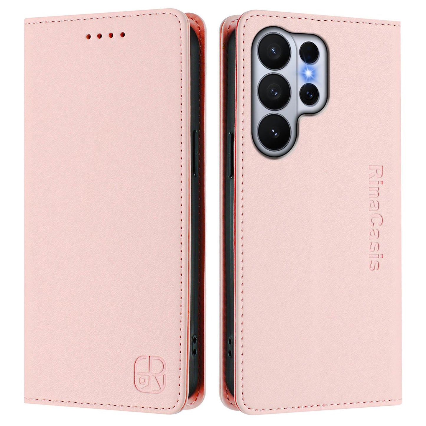 Samsung Galaxy S26 Ultra 5G Dual-Folded Magnetic Suction RFID Blocking PU Leather Wallet Phone Case with Card Slots, Cash Pocket, Kickstand, Full Protective Flip Cover