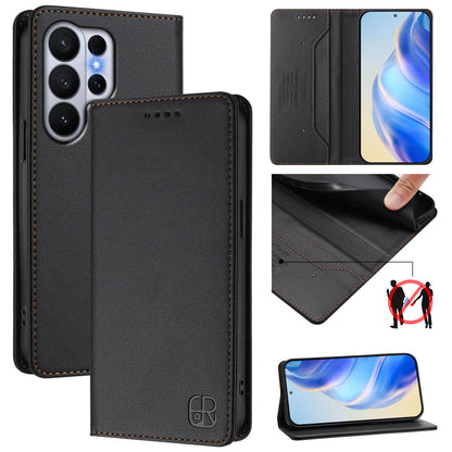 Samsung Galaxy S26 Ultra 5G Dual-Folded Magnetic Suction RFID Blocking PU Leather Wallet Phone Case with Card Slots, Cash Pocket, Kickstand, Full Protective Flip Cover