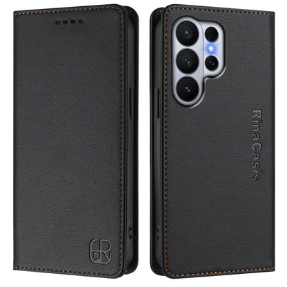 Samsung Galaxy S26 Ultra 5G Dual-Folded Magnetic Suction RFID Blocking PU Leather Wallet Phone Case with Card Slots, Cash Pocket, Kickstand, Full Protective Flip Cover