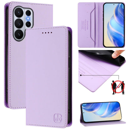 Samsung Galaxy S26 Ultra 5G Dual-Folded Magnetic Suction RFID Blocking PU Leather Wallet Phone Case with Card Slots, Cash Pocket, Kickstand, Full Protective Flip Cover