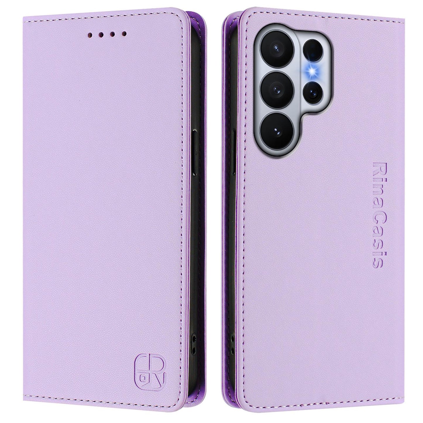 Samsung Galaxy S26 Ultra 5G Dual-Folded Magnetic Suction RFID Blocking PU Leather Wallet Phone Case with Card Slots, Cash Pocket, Kickstand, Full Protective Flip Cover