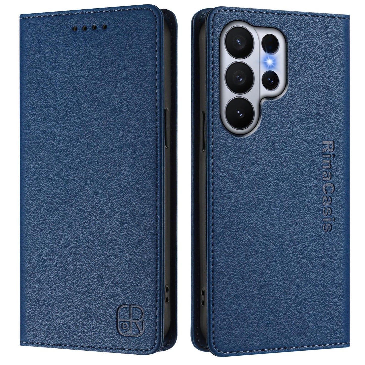 Samsung Galaxy S26 Ultra 5G Dual-Folded Magnetic Suction RFID Blocking PU Leather Wallet Phone Case with Card Slots, Cash Pocket, Kickstand, Full Protective Flip Cover