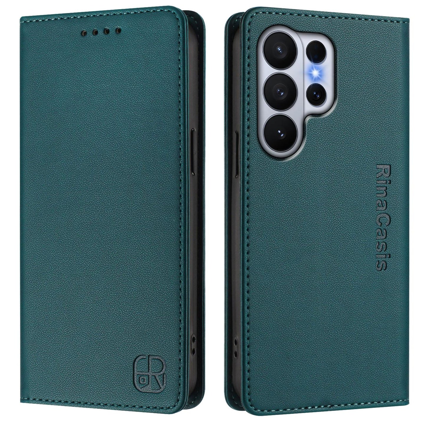 Samsung Galaxy S26 Ultra 5G Dual-Folded Magnetic Suction RFID Blocking PU Leather Wallet Phone Case with Card Slots, Cash Pocket, Kickstand, Full Protective Flip Cover