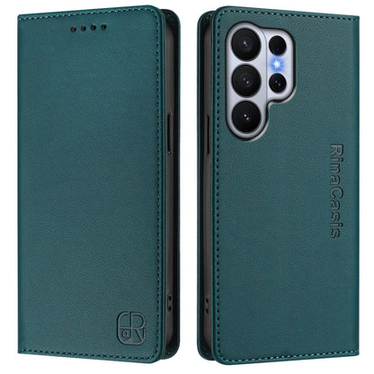 Samsung Galaxy S26 Ultra 5G Dual-Folded Magnetic Suction RFID Blocking PU Leather Wallet Phone Case with Card Slots, Cash Pocket, Kickstand, Full Protective Flip Cover