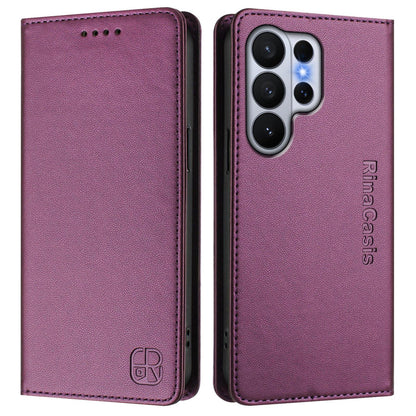 Samsung Galaxy S26 Ultra 5G Dual-Folded Magnetic Suction RFID Blocking PU Leather Wallet Phone Case with Card Slots, Cash Pocket, Kickstand, Full Protective Flip Cover