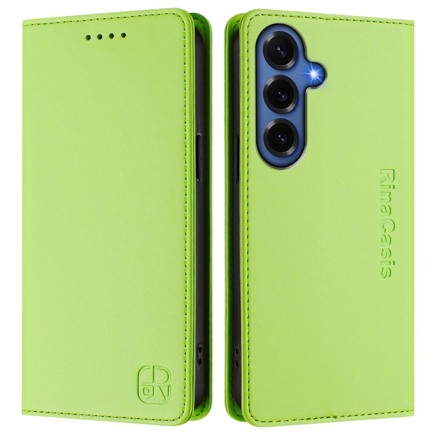Samsung Galaxy S26+ 5G Dual-Folded Magnetic Suction RFID Blocking PU Leather Wallet Phone Case with Card Slots, Cash Pocket, Kickstand, Full Protective Flip Cover